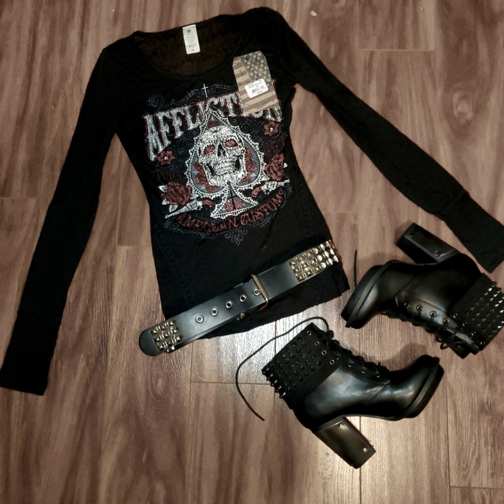 AFFLICTION sheer top
